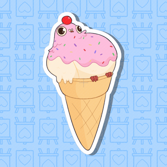 Ice Cream Cone Pigeon Weatherproof Sticker