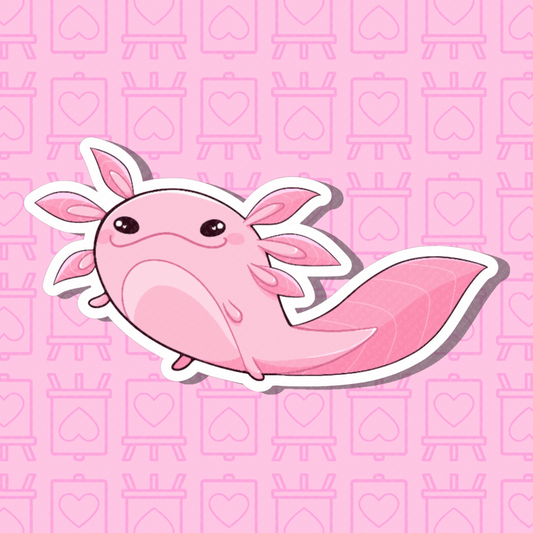 Pink Axolotl Weatherproof Sticker