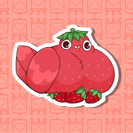 Strawberry Pigeon Weatherproof Sticker