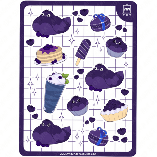 Blueberry Pigeon Weatherproof Sticker Sheet