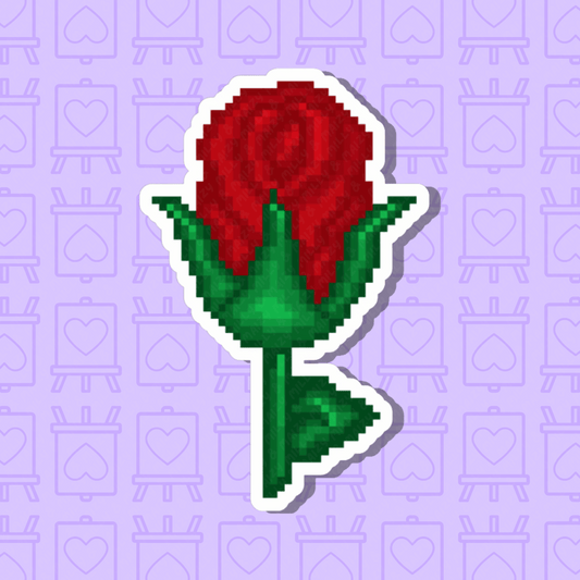 Pixel Art Rose Weatherproof Sticker